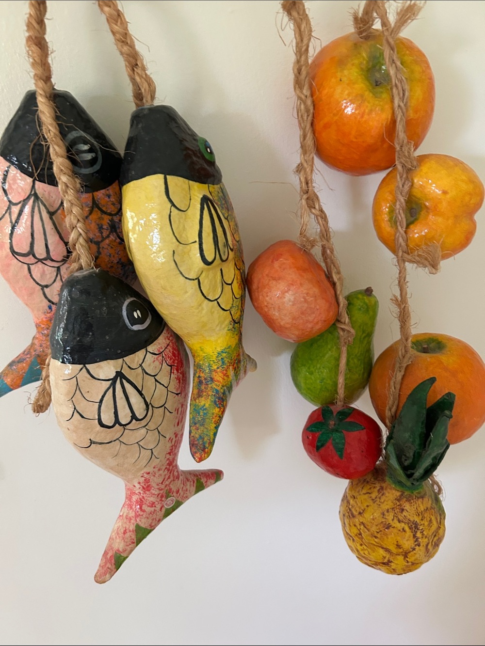 Paper mache fish and fruit